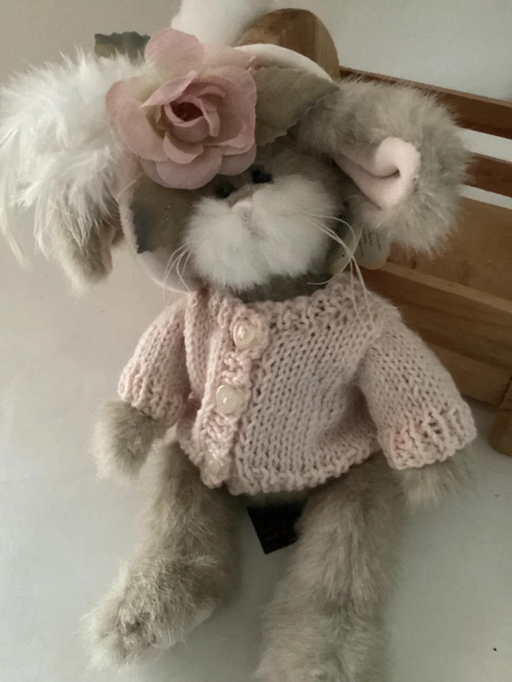 Wood Bunny Basket + Boyd’s Bears Bunny, Bunny Towel and Carrot Trims